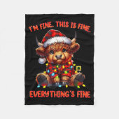 I'm Fine Everything Is Fine Christmas Highland Cow Fleecedecke (Vorderseite)