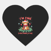 I'm Fine Everything is Fine Christmas Highland Cow Herz-Aufkleber (Vorderseite)