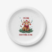 I'm Fine Everything is Fine Christmas Highland Cow Pappteller (Vorderseite)