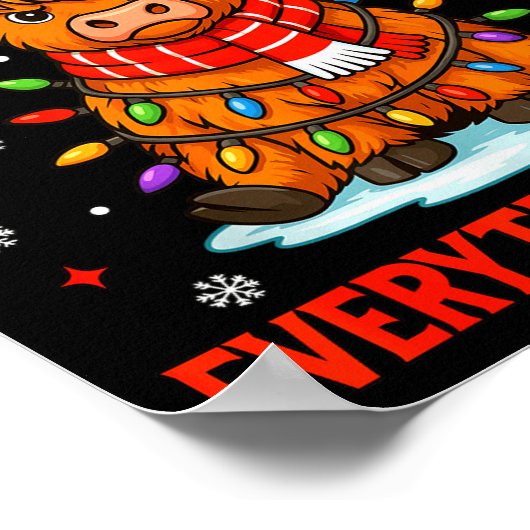 I'm Fine Everything Is Fine Christmas Highland Cow Poster (Ecke)