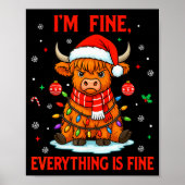 I'm Fine Everything Is Fine Christmas Highland Cow Poster (Vorne)