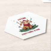 I'm Fine Everything is Fine Christmas Highland Cow Untersetzer (angewinkelt)
