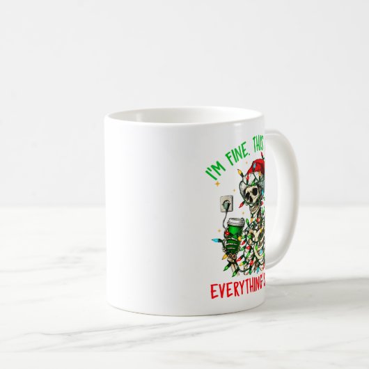 I'm Fine Everything Is Fine Christmas Skeleton Xma Kaffeetasse (VorderseiteRechts)