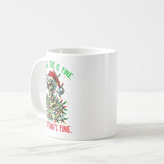 I'm Fine Everything Is Fine Christmas Skeleton Xma Kaffeetasse (Vorderseite Links)