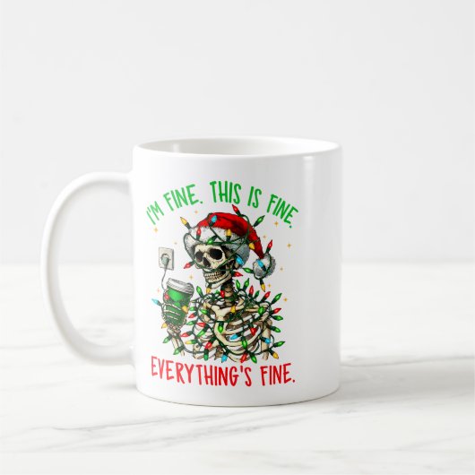 I'm Fine Everything Is Fine Christmas Skeleton Xma Kaffeetasse (Links)