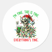 I'm Fine Everything Is Fine Christmas Skeleton Xma Runder Aufkleber (Vorderseite)