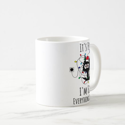 I'm Fine Everything Is Fine Cute Cat Christmas Lig Kaffeetasse (VorderseiteRechts)