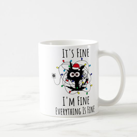 I'm Fine Everything Is Fine Cute Cat Christmas Lig Kaffeetasse (Rechts)
