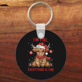 I'm Fine Everything Is Fine Funny Christmas Highla Schlüsselanhänger (Vorderseite)