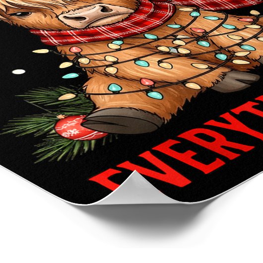 Im Fine Everything Is Fine Funny Christmas Highlan Poster (Ecke)