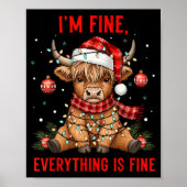 Im Fine Everything Is Fine Funny Christmas Highlan Poster (Vorne)
