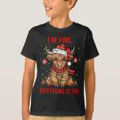 Im Fine Everything Is Fine Funny Christmas Highlan T-Shirt (Vorderseite)
