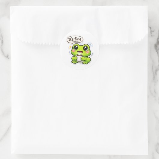 I'm Fine Frog Runder Aufkleber (Tasche)
