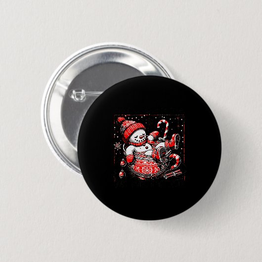 I'm Fine This Is Fine Just Having Meltdown Snowman Button (Vorne & Hinten)