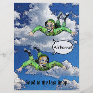 Im Flugzeug, Armeesprung-Fallschirmjäger, Cartoon Einladung