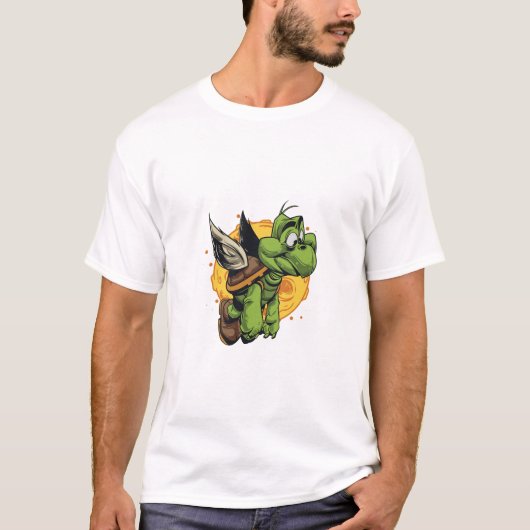 Im Flugzeug Cartoon Turtle T-Shirt (Vorderseite)