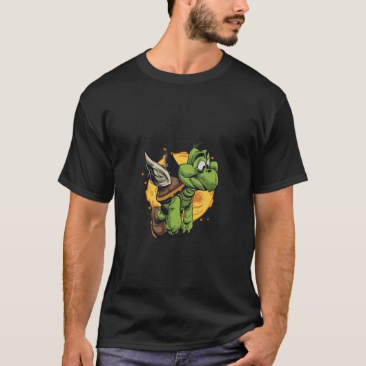 Im Flugzeug Cartoon Turtle T-Shirt (Vorderseite)