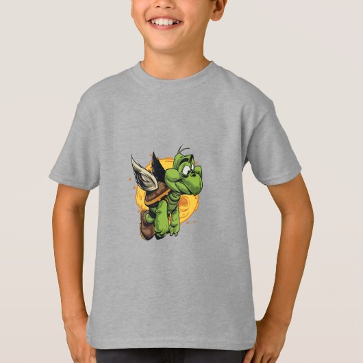 Im Flugzeug Cartoon Turtle T-Shirt (Vorderseite)