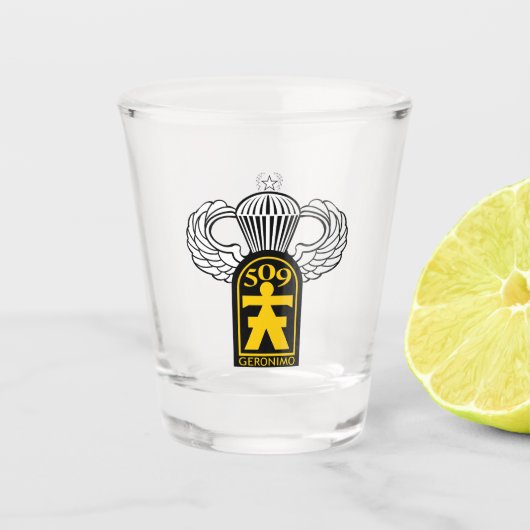 im Flugzeug mit Jump Wings Schnapsglas (Vorderseite)