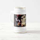 Im Flugzeug oder Marinefallschirmjäger-Schädel mit Bierglas (Vorderseite Links)