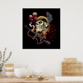 Im Flugzeug oder mariner Fallschirm mit Helm Poster (Küche)