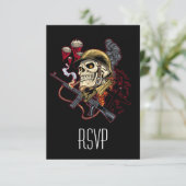 Im Flugzeug oder mariner Fallschirm mit Helm RSVP Karte (Stehend Vorderseite)