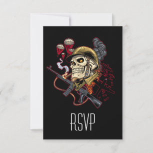 Im Flugzeug oder mariner Fallschirm mit Helm RSVP Karte