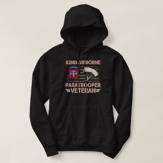 im Flugzeug Paratrooper Veteran Flag Tshirt, Vet Hoodie (Design vorne)