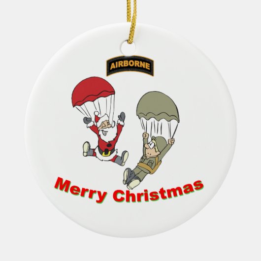 Im Flugzeug Santa II Keramik Ornament (Vorne)