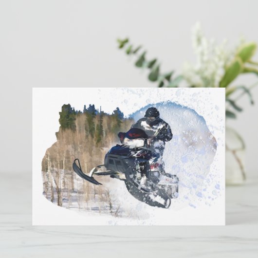 Im Flugzeug Snowmobile Einladung (Stehend Vorderseite)