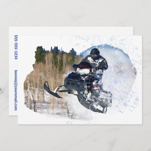 Im Flugzeug Snowmobile Einladung (Vorne/Hinten)