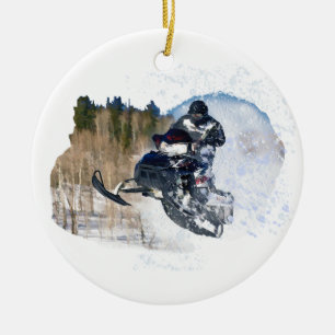 Im Flugzeug Snowmobile Keramik Ornament