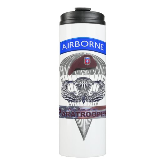 Im Flugzeug Tab Steel Paratrooper Jump Wings Thermosbecher (Vorderseite)