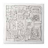 Im Freien das schachtelschwarz-weiße Bauhaus Kunst Fliese (Vorderseite)