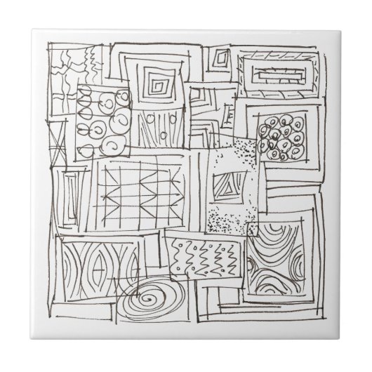 Im Freien das schachtelschwarz-weiße Bauhaus Kunst Fliese (Vorderseite)