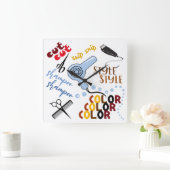 Im Friseursalon Quadratische Wanduhr (Zuhause)