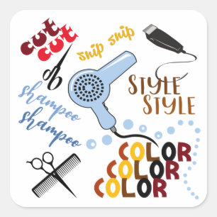 Im Friseursalon Quadratischer Aufkleber