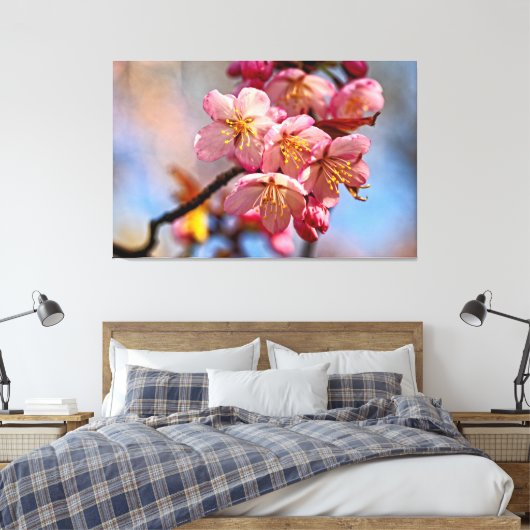 Im Frühling blüht ein Haufen süßer Sakura-Kirschbr Leinwanddruck (Insitu (Schlafzimmer))