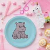 "I'm fussy." Cute, Cartoon Hippo, Pouting Pappteller (Party)