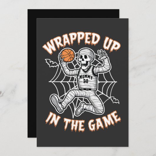Im Game-Basketball Halloween Einladung (Vorne/Hinten)