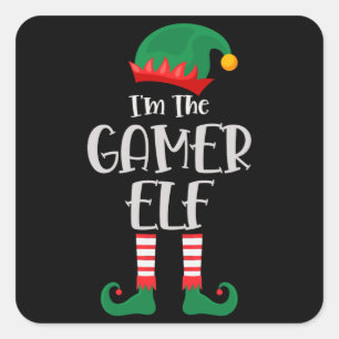Im Gamer Elf passt Weihnachten ins Spiel Quadratischer Aufkleber