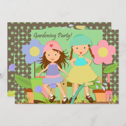 Im Garten arbeitenParty-12x18 Einladung (Vorne/Hinten)