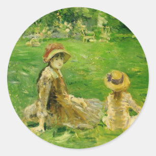 Im Garten bei Maurecourt Berthe Morisot Runder Aufkleber
