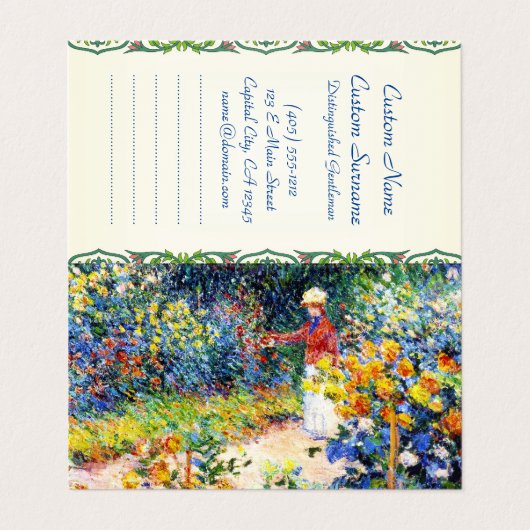 Im Garten Claude Monet Malerin Kunst Visitenkarten (Außenseite Aufgefaltet)