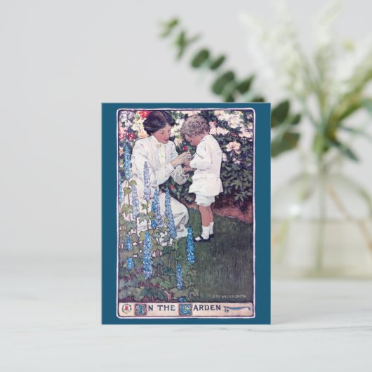 Im Garten, Jessie Willcox Smith Postkarte (Stehend Vorderseite)