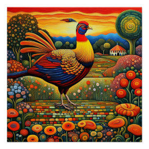 Im Garten mit dem Goldenen Fasan Poster