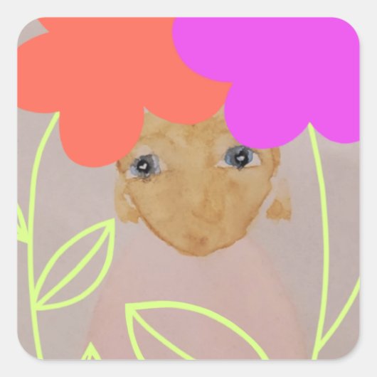 Im Garten Quadratischer Aufkleber (Vorderseite)