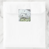 Im Garten - Quan Yin & Blume Quadratischer Aufkleber (Tasche)