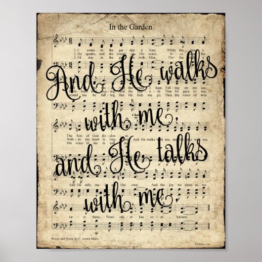 Im Garten Vintage Schrift Hymne Poster (Vorne)