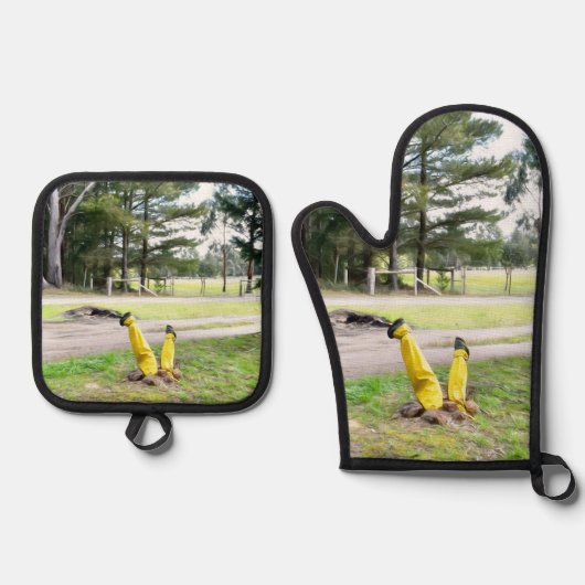 Im Garten wieder verloren Ofenhandschuh & Topflappen-Set (Vorderseite)